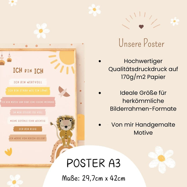 Affirmationsposter A3 Fuchs Wald Gelb