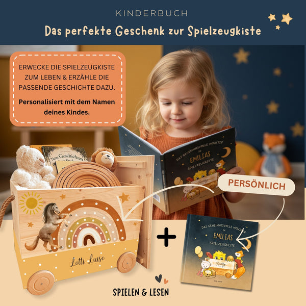 Spielzeugkiste Pferd mit Regenbogen