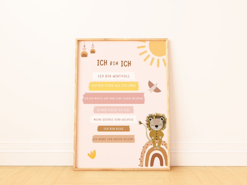 Spielzeugkiste Löwe Regenbogen Rosa