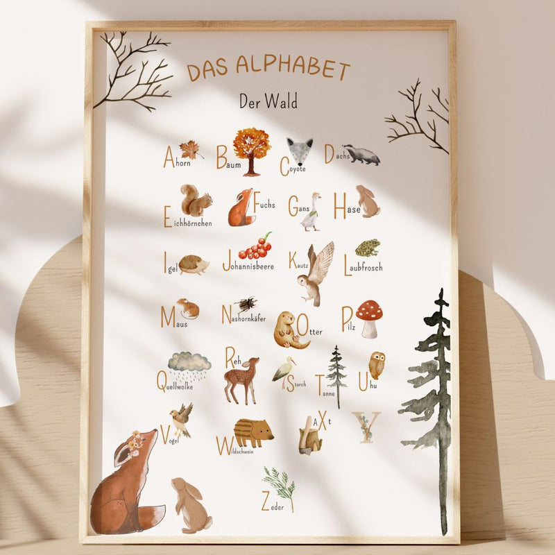 Poster A3 Alphabet Waldtiere