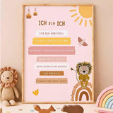 Poster A3 Affirmationen für Kinder Rosa