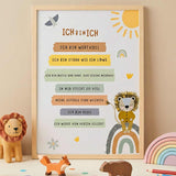Kinderzimmer Poster A3 Affirmationen Blau