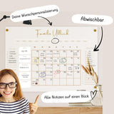 Acrylglas Familienplaner 50x70 abwischbar | Wochenplan | wiederverwendbar | Familienplaner | Notizen | Terminkalender | Monatsplan  | To-Do